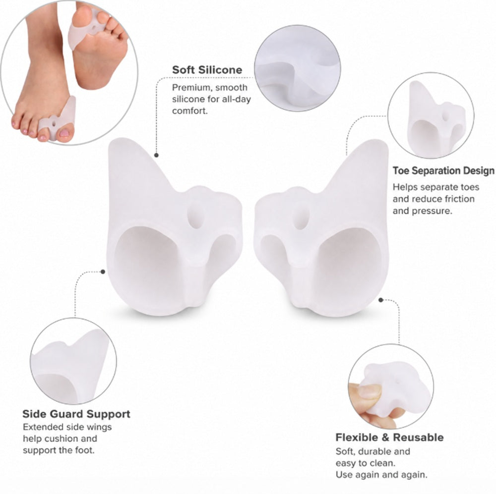 1-Pair Reusable Silicone Gel Toe Separators | TIKA
