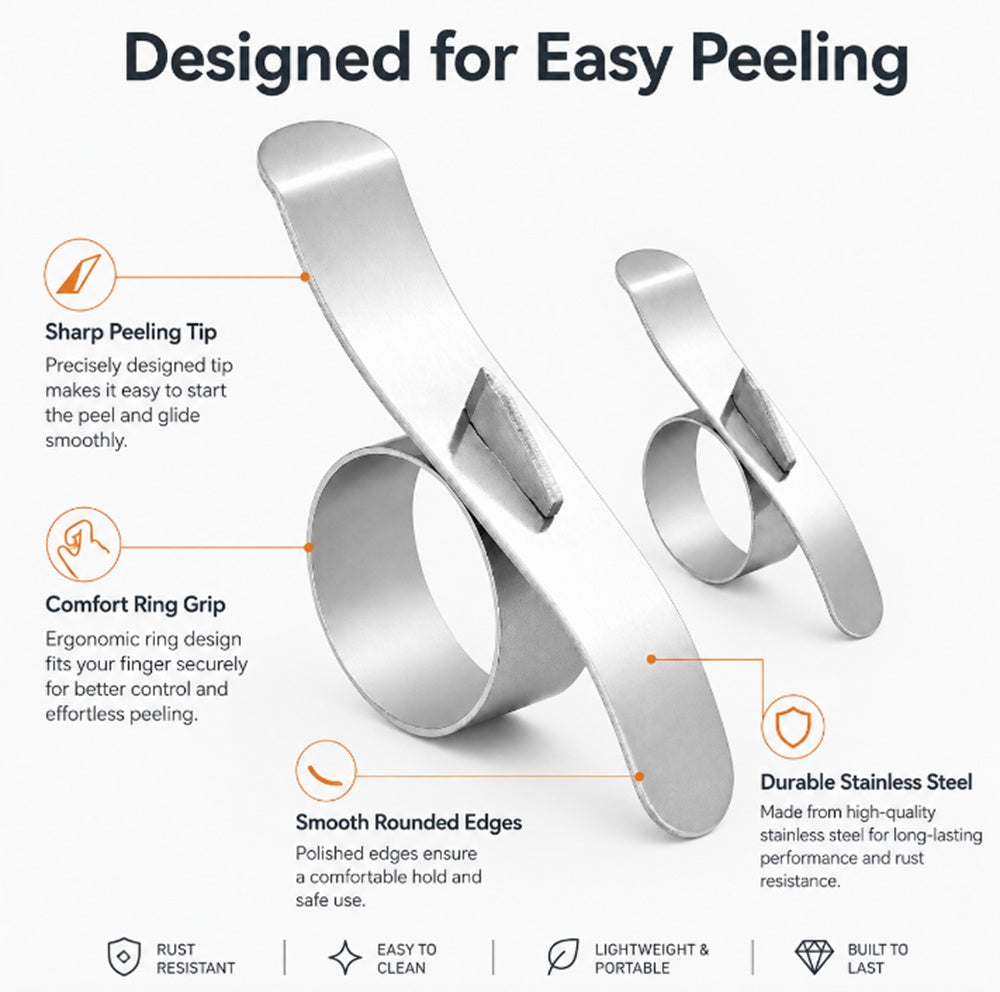 2-Pack Stainless Steel Citrus Peeler Tools for Oranges & Lemons | TIKA