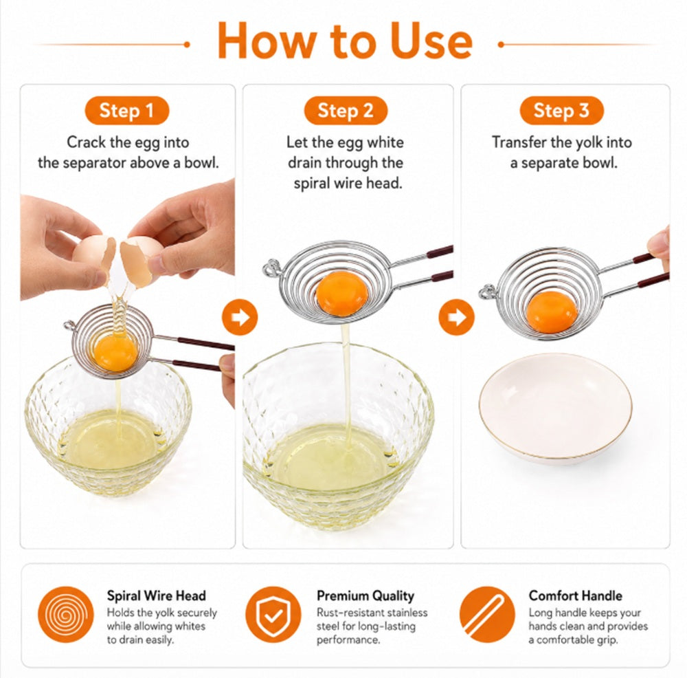 Stainless Steel Egg Yolk Separator for Baking & Cooking | TIKA