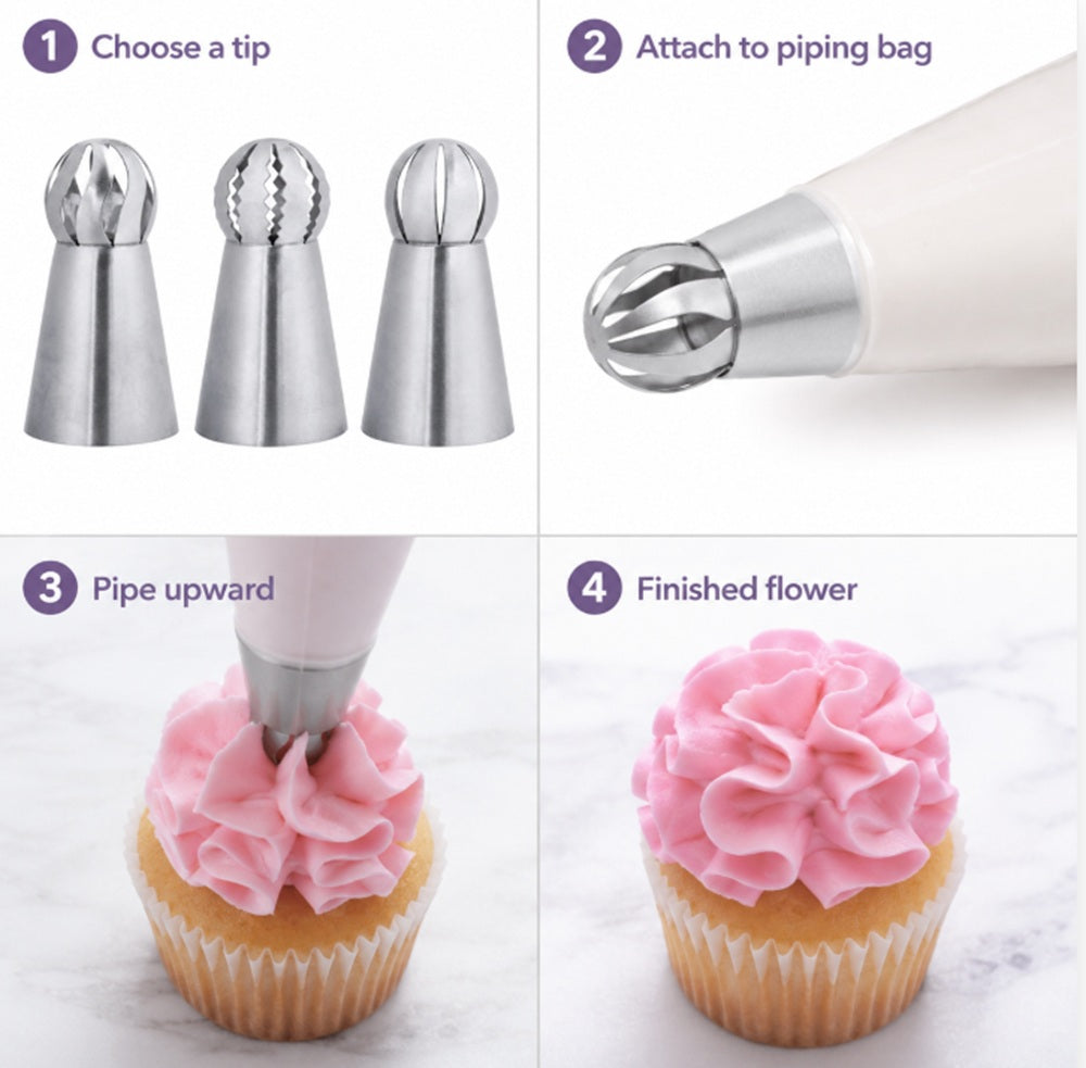 3-Piece Stainless Steel Russian Ball Piping Tips | TIKA