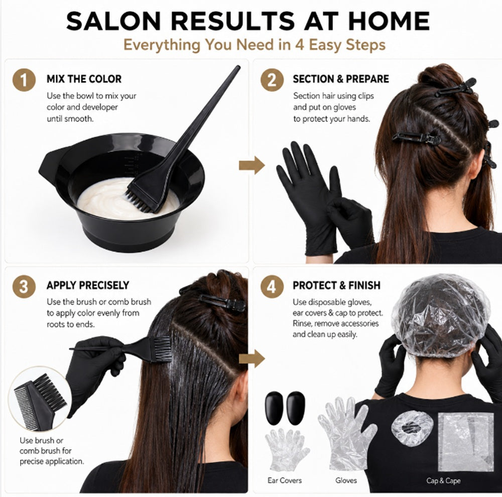 22-Piece Hair Coloring Brush, Comb & Bowl Kit | TIKA