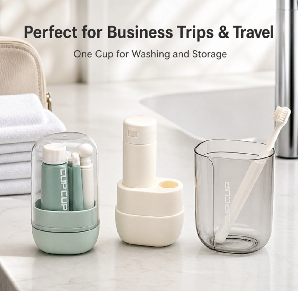 3-in-1 Travel Toothbrush & Toothpaste Case with Cup | TIKA