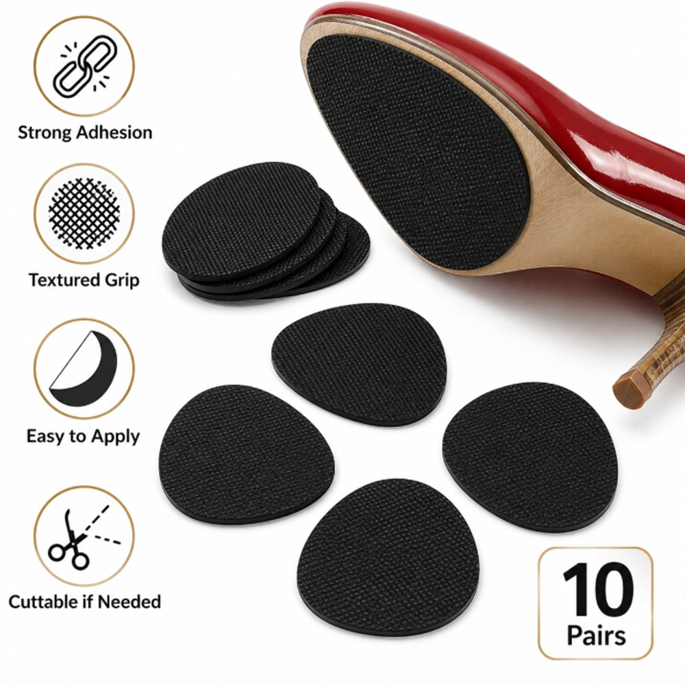 10-Pair Self-Adhesive Non-Slip Shoe Sole Pads | TIKA