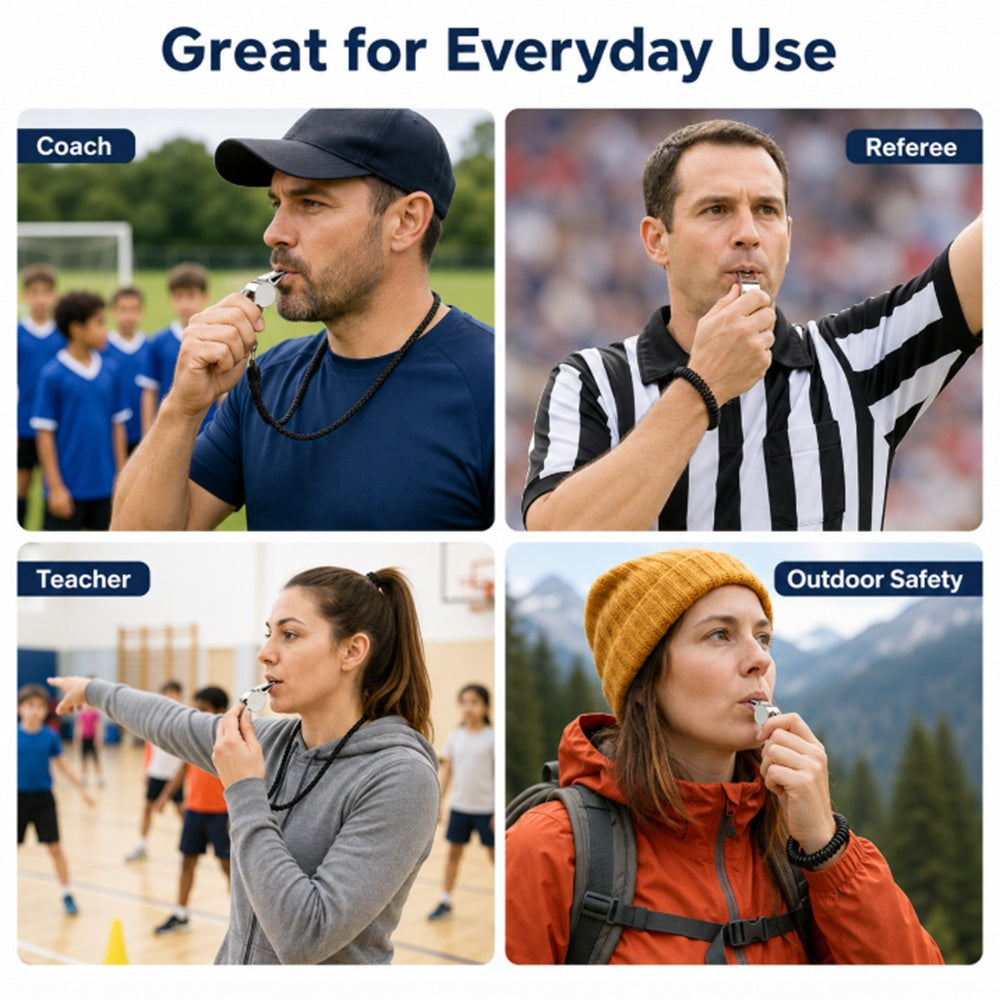2-Pack Metal Sports Whistles with Lanyards | TIKA