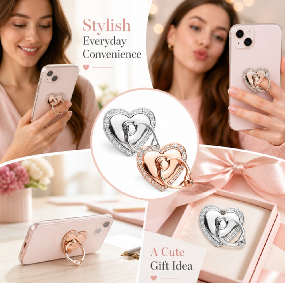 2-Pack 360° Rotating Heart Phone Ring Holders | TIKA
