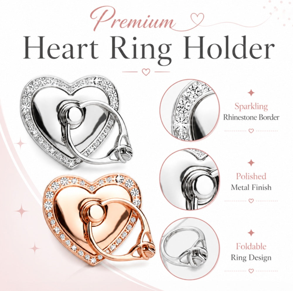 2-Pack 360° Rotating Heart Phone Ring Holders | TIKA
