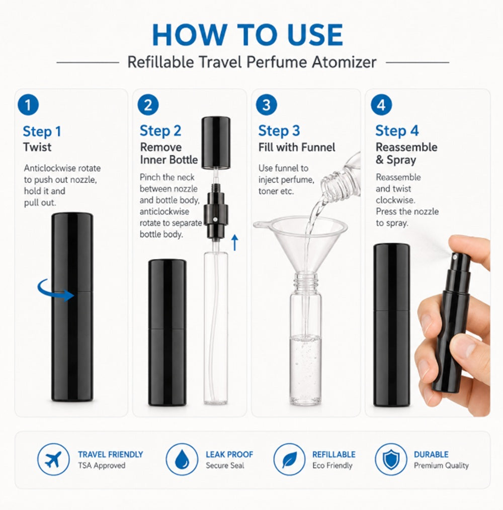20ml Refillable Travel Perfume Atomizer with Funnel | TIKA