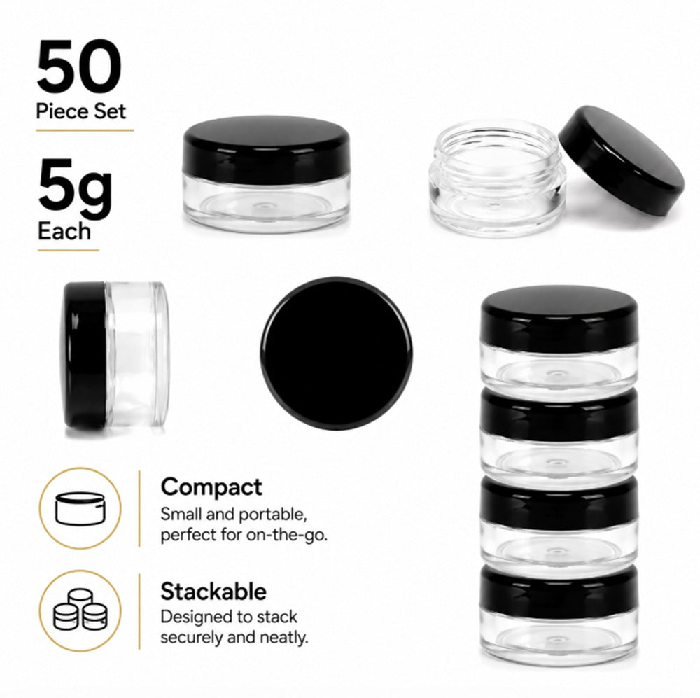 50-Pack 5ml Empty Cosmetic Sample Jars | TIKA