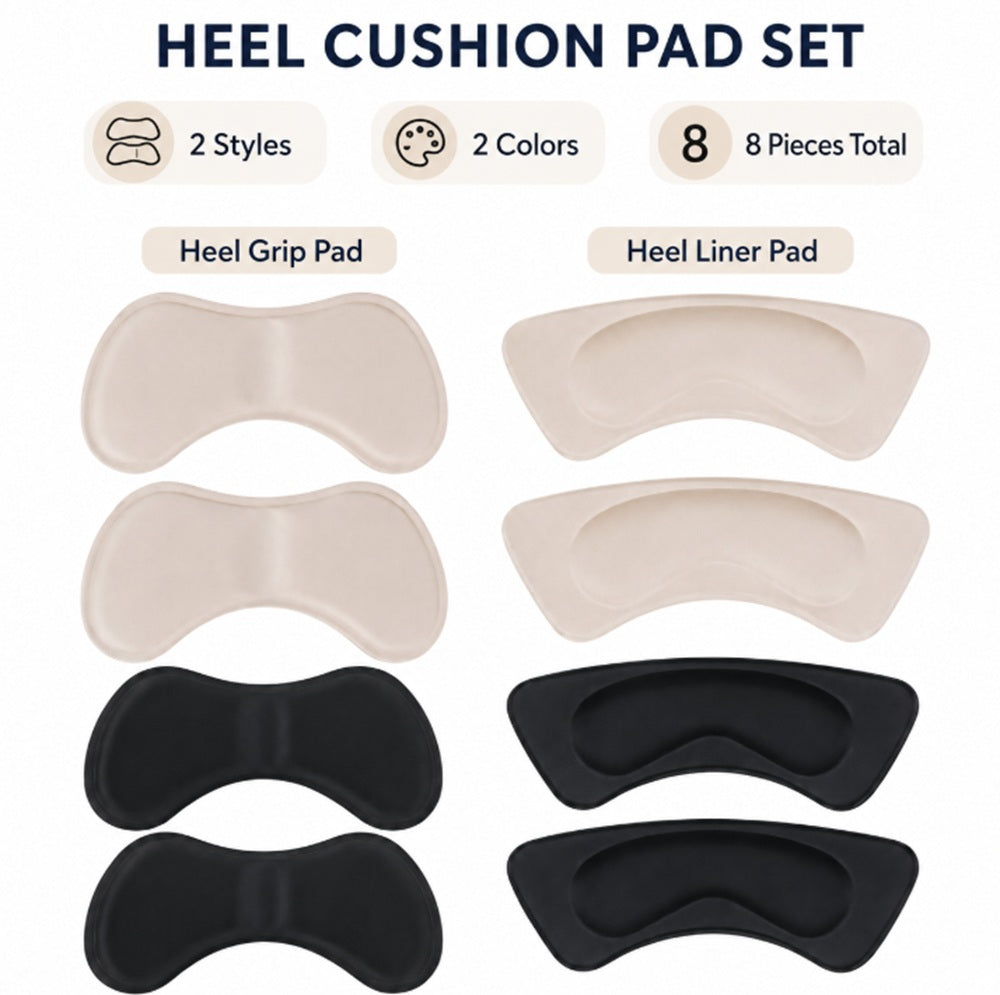 4-Pair Fabric Heel Cushion Inserts & Shoe Grips | TIKA