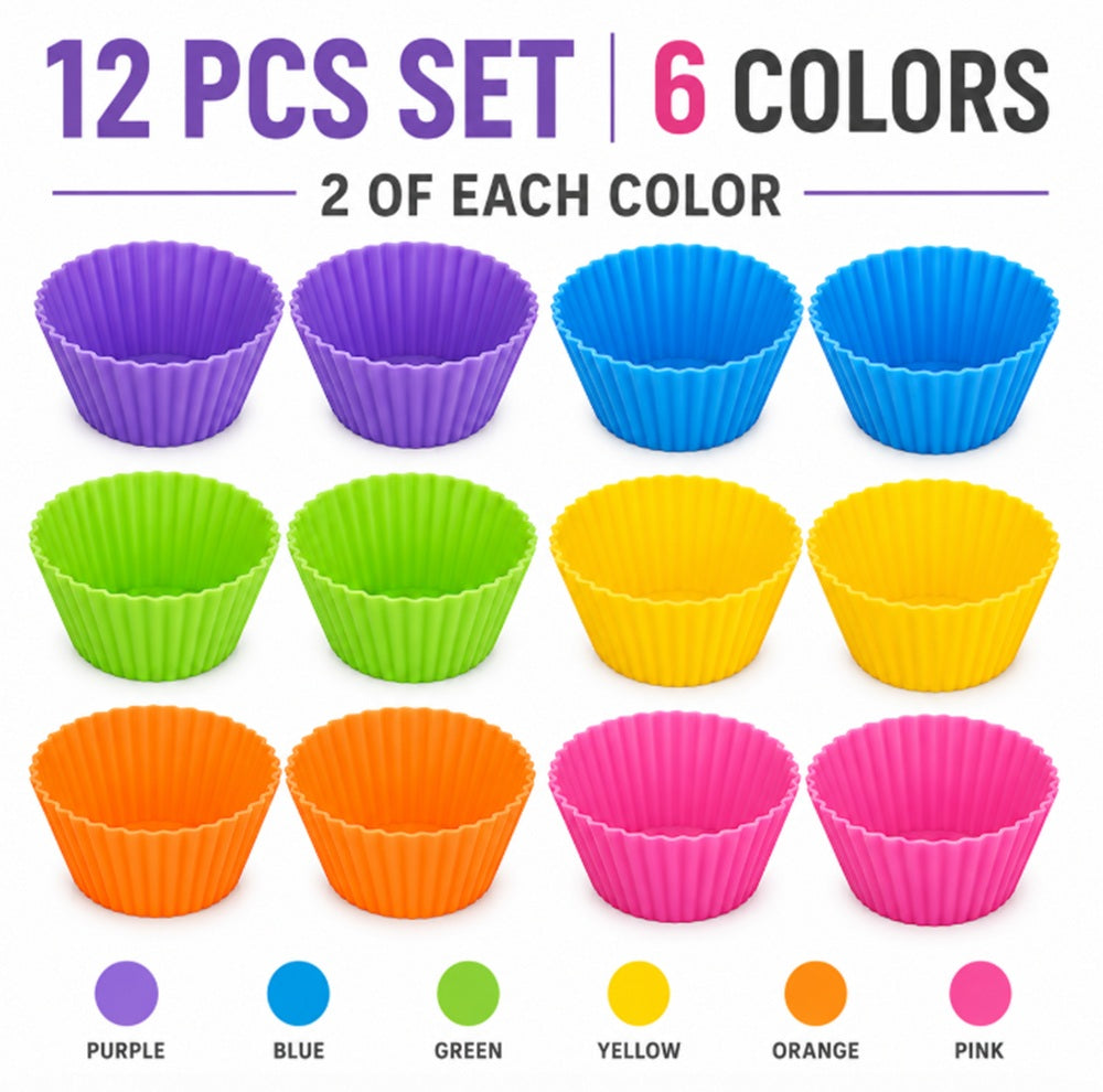 12-Pack Reusable Silicone Cupcake Liners | TIKA