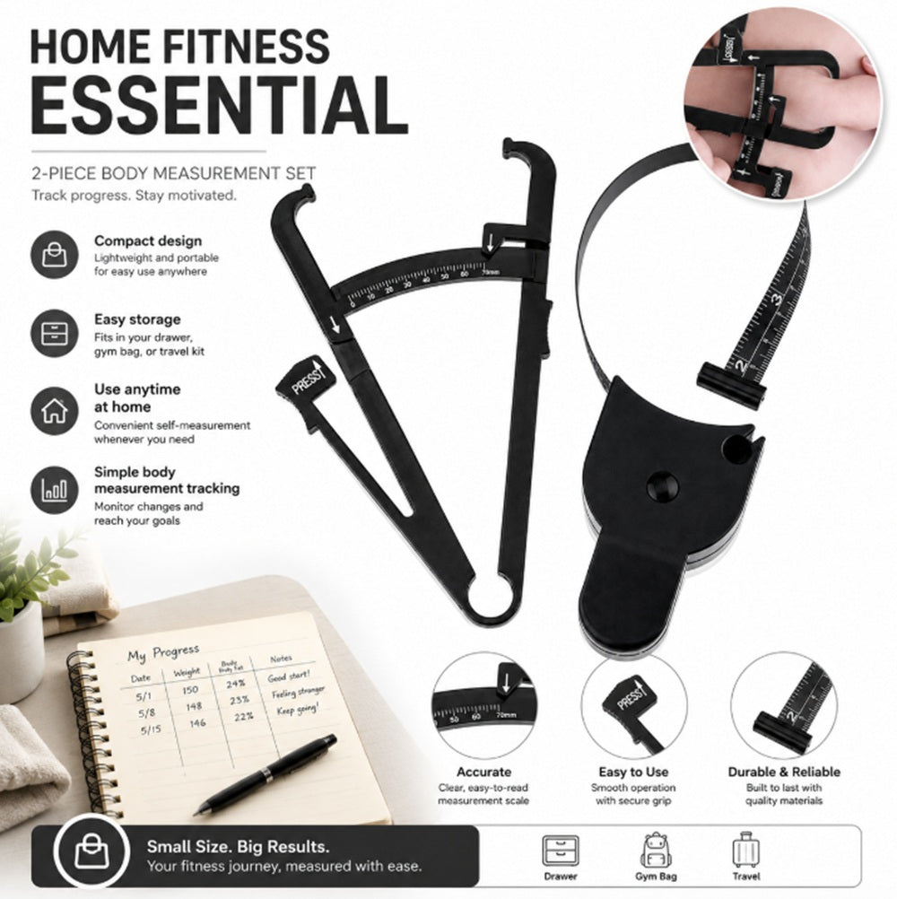 2-Pack Skinfold Caliper & Body Measuring Tape Set | TIKA
