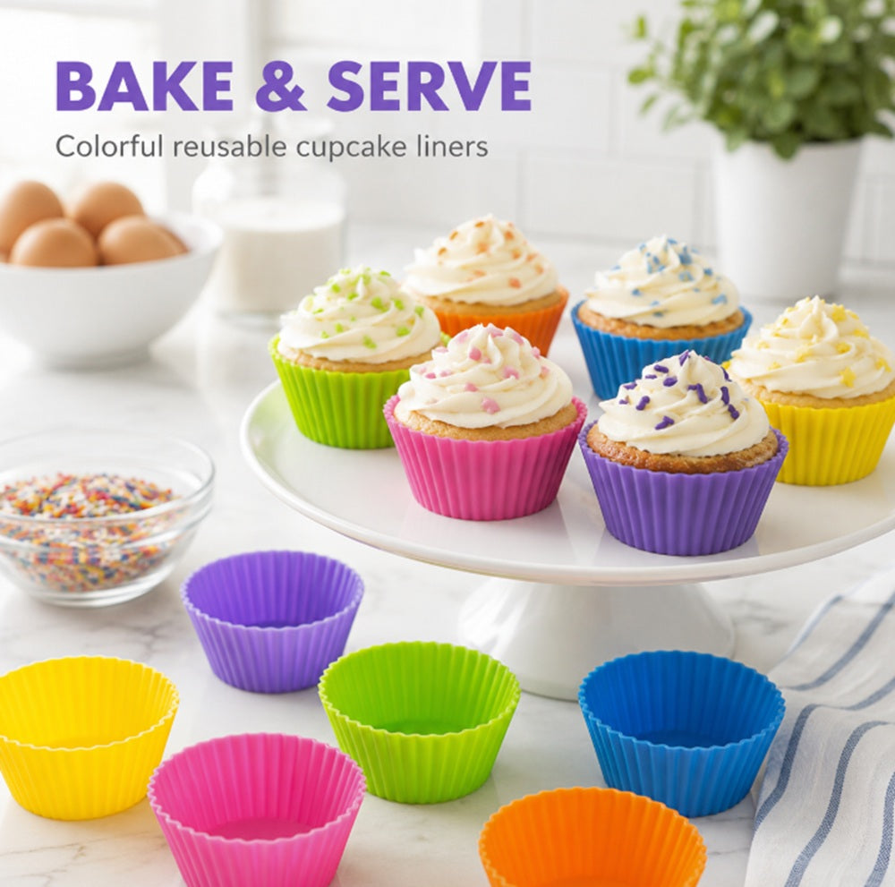 12-Pack Reusable Silicone Cupcake Liners | TIKA