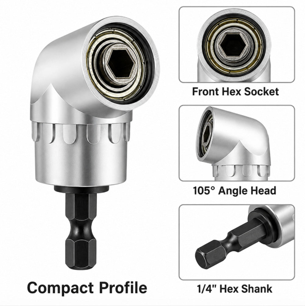105° Angled Screwdriver Adapter, 1/4-Inch Hex | TIKA