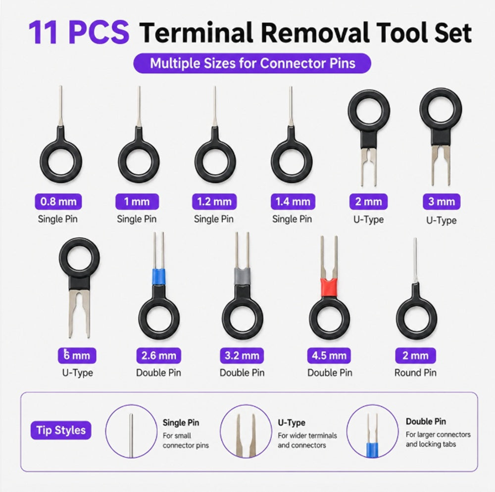 11-Piece Terminal Pin Removal Tool Kit | TIKA