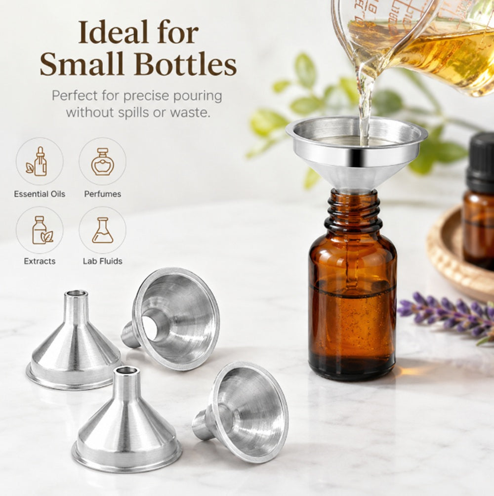 5-Pack Mini Stainless Steel Funnels for Perfume, Oil & Bottles | TIKA