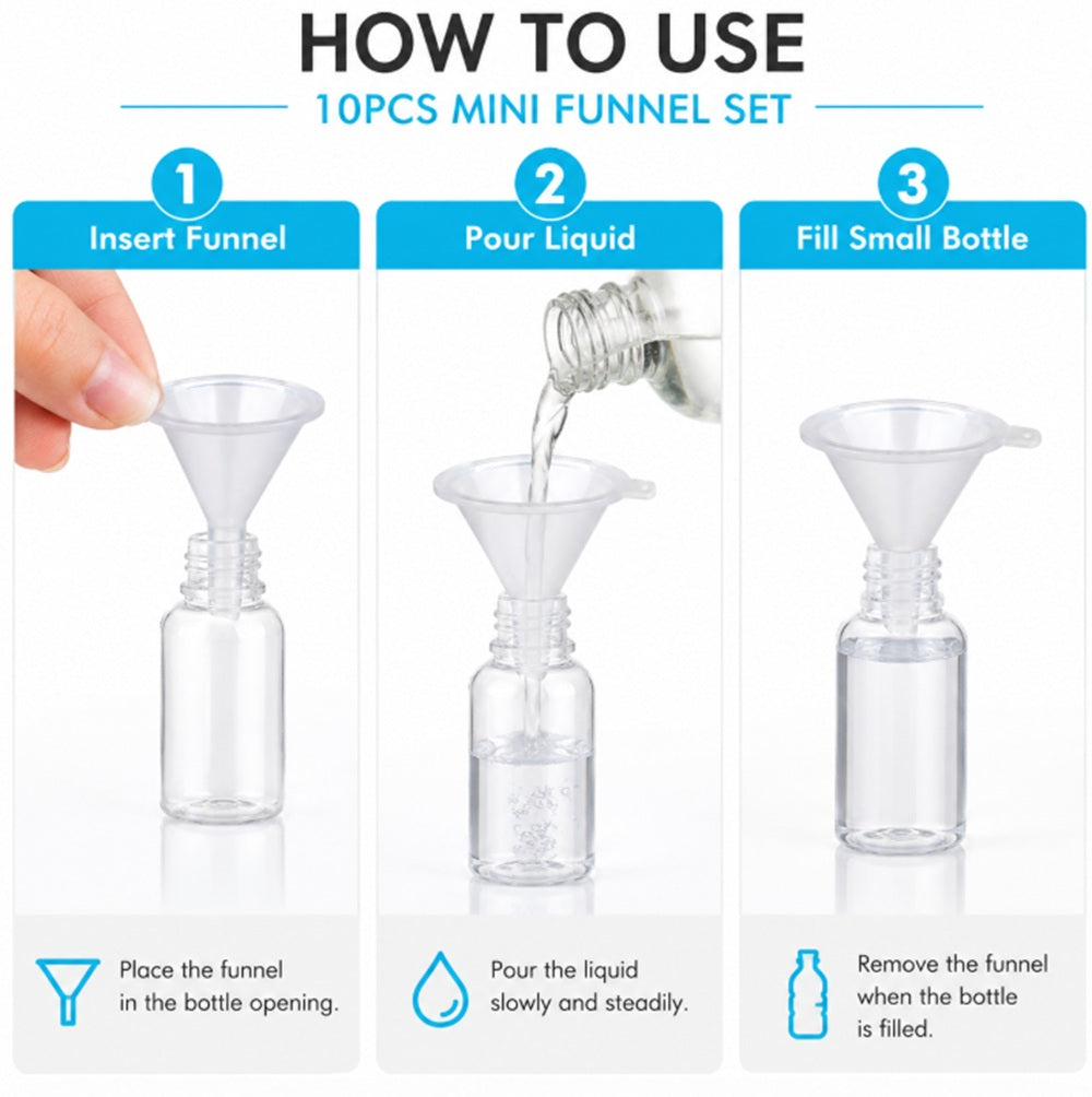 10-Pack Mini Plastic Funnels for Perfume & Oils | TIKA