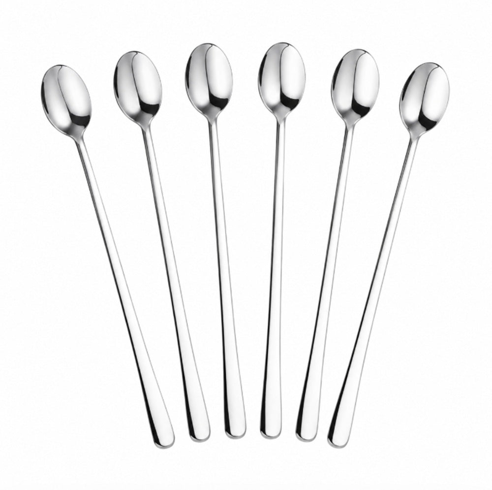 6-Pack 7.5-Inch Stainless Steel Long-Handle Iced Tea Spoons | TIKA