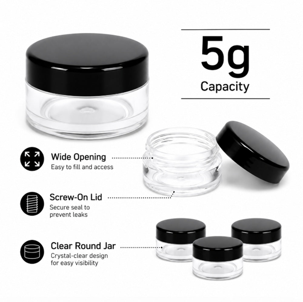 50-Pack 5ml Empty Cosmetic Sample Jars | TIKA