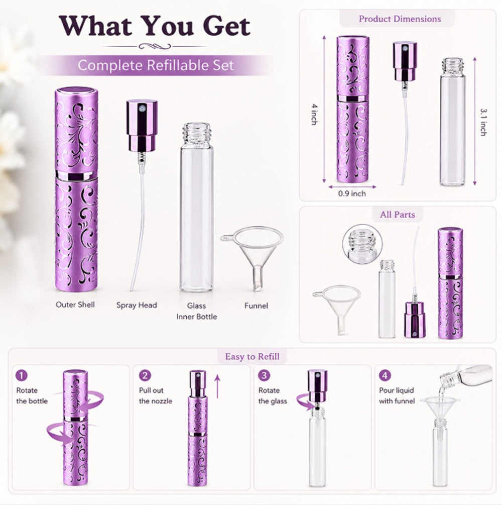 10ml Refillable Travel Perfume Atomizer with Funnel | TIKA