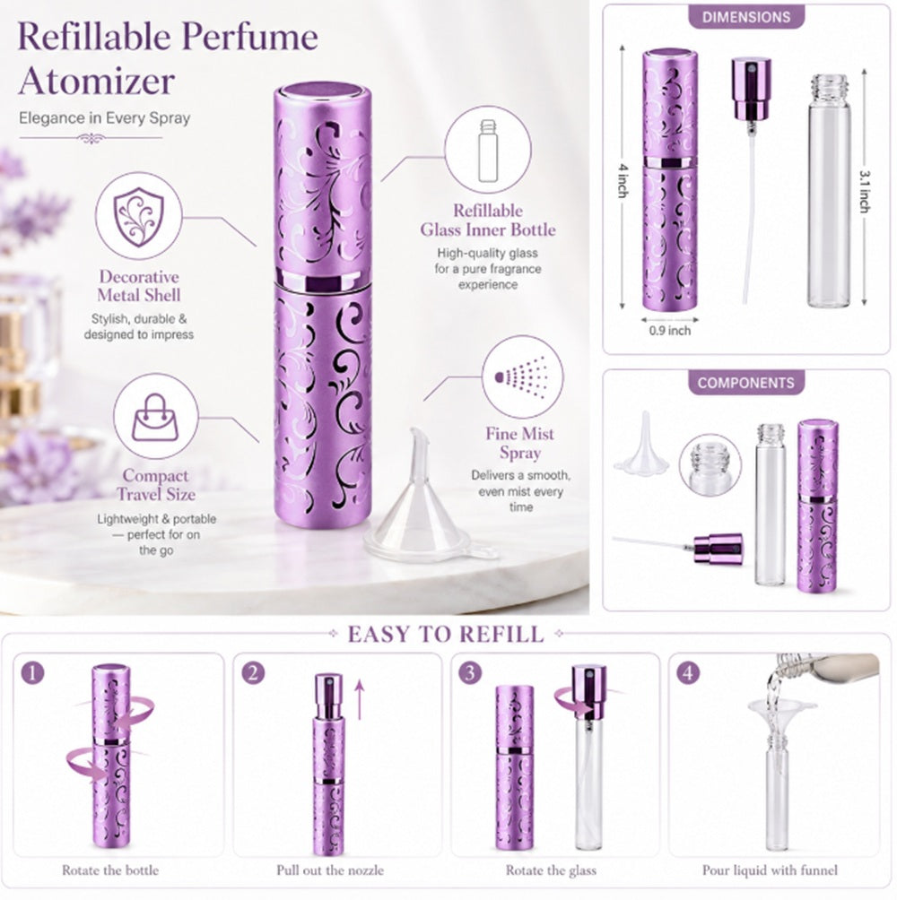 10ml Refillable Travel Perfume Atomizer with Funnel | TIKA