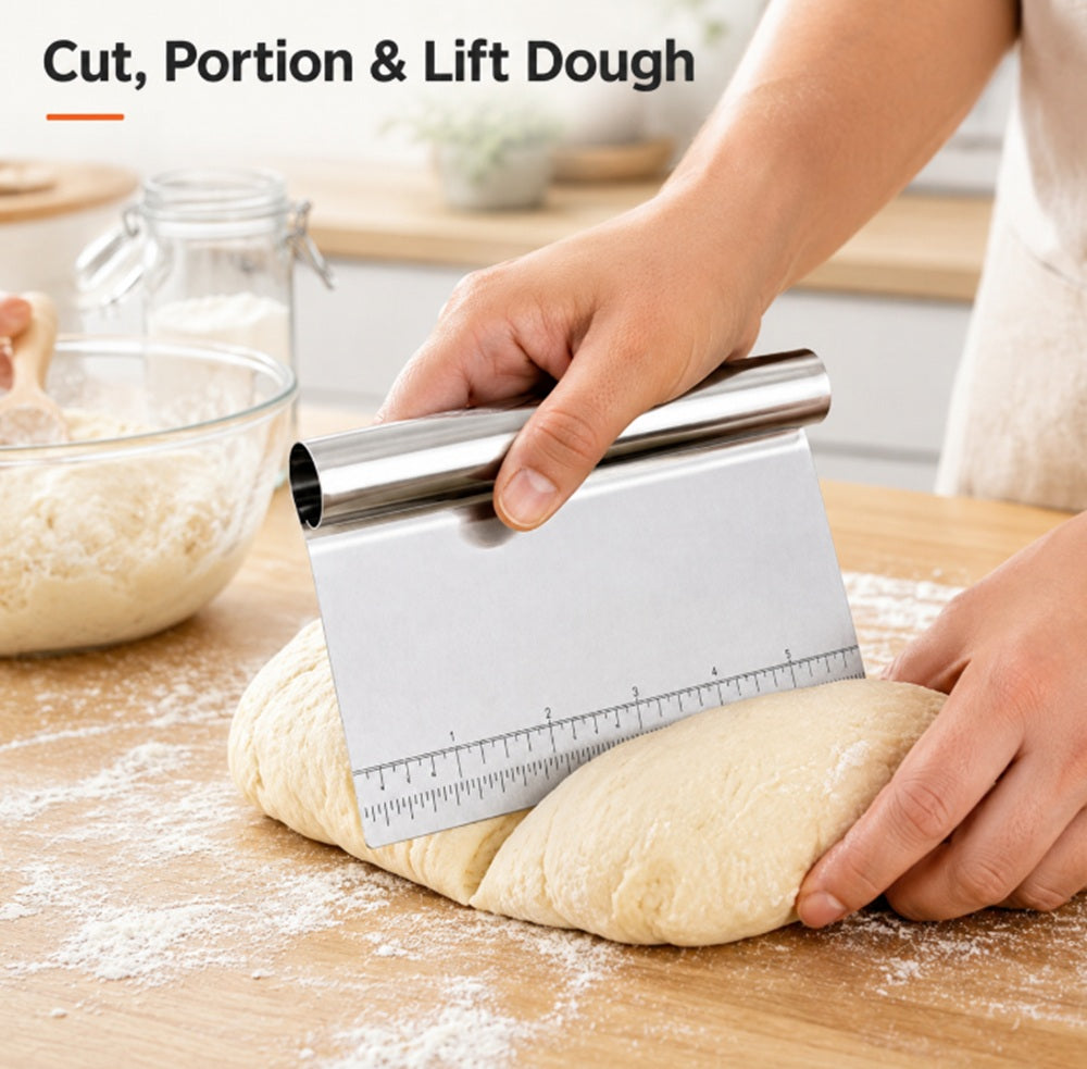 Stainless Steel Bench Scraper & Dough Cutter for Baking – TIKA