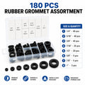 180-Piece Rubber Wire Grommet Assortment Kit | TIKA