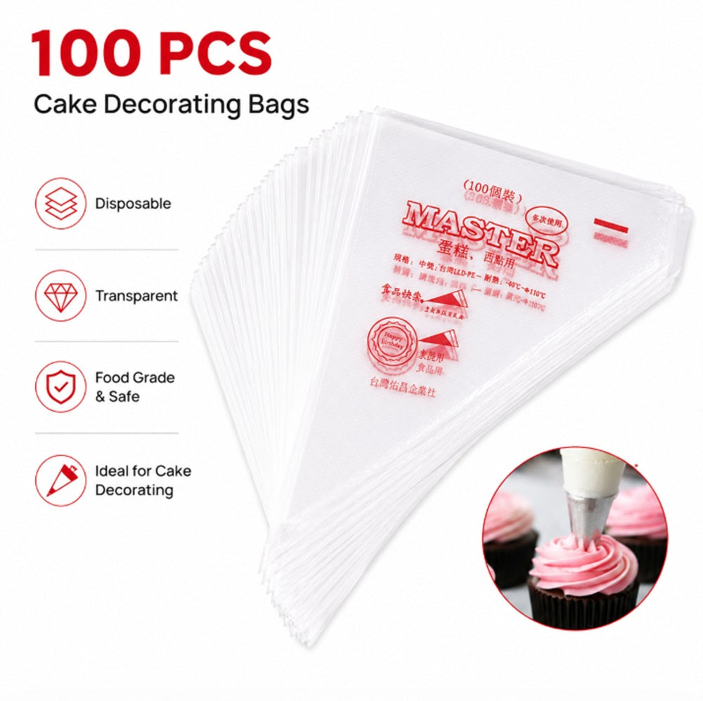 100-Pack Disposable Pastry Piping Bags | TIKA