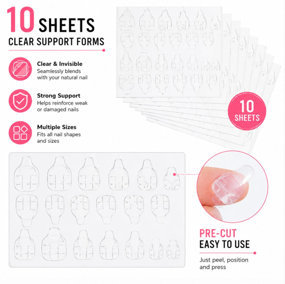 10 Sheets Clear Double-Sided Nail Adhesive Tabs | TIKA