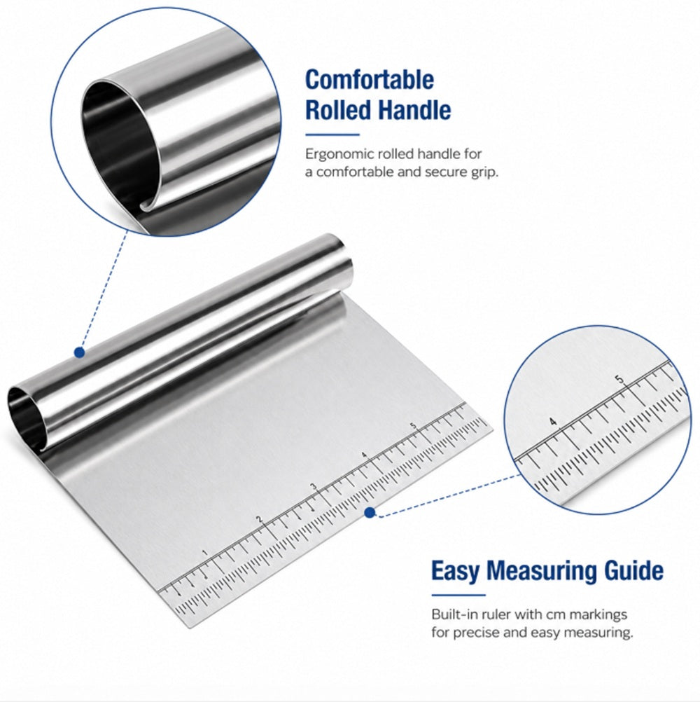 Stainless Steel Bench Scraper & Dough Cutter for Baking – TIKA