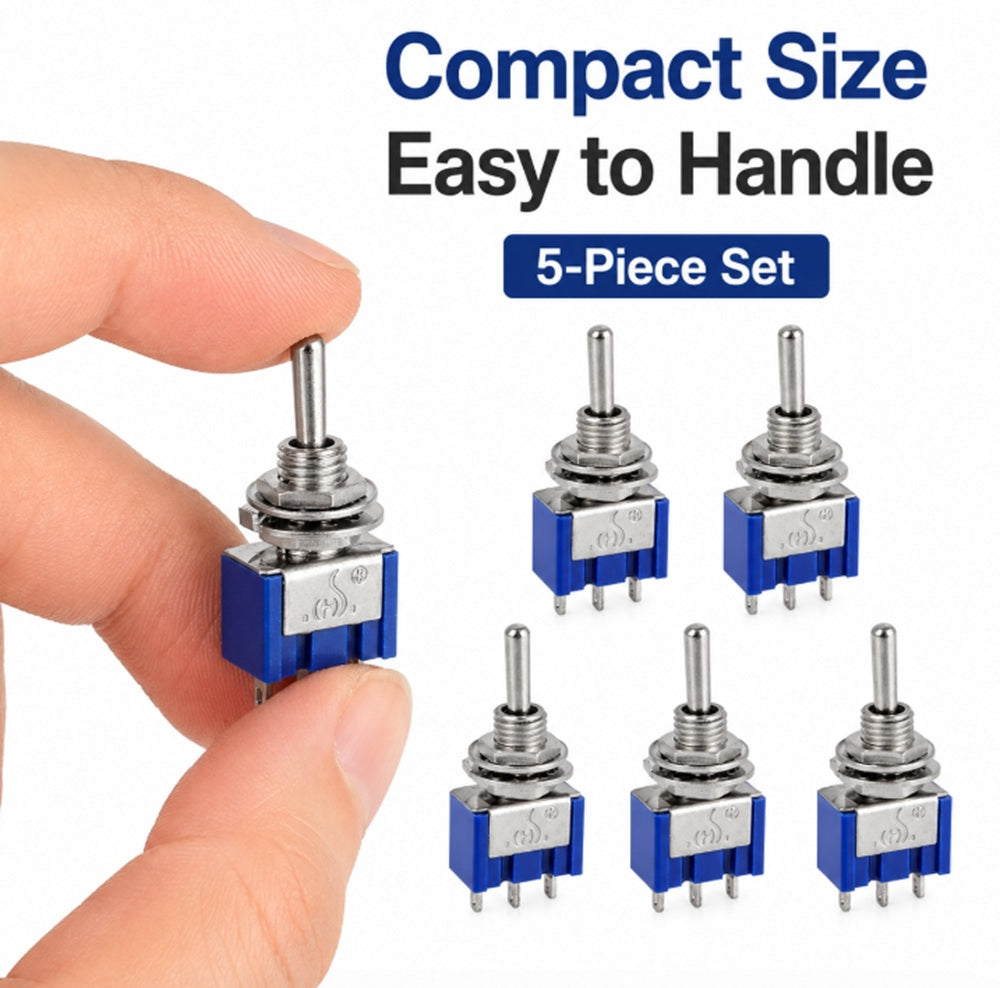 5-Pack Mini SPDT ON-OFF-ON Toggle Switches | TIKA
