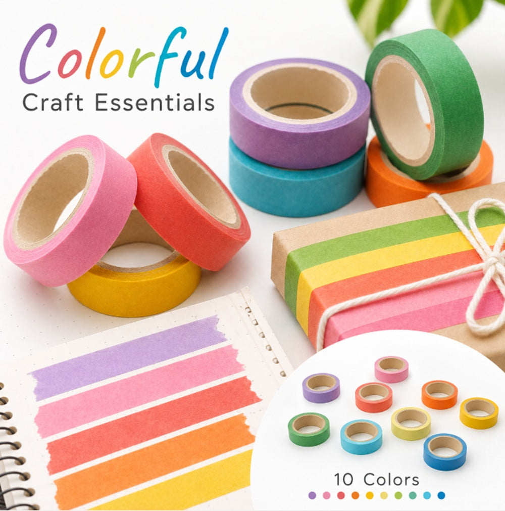 10-Roll Rainbow Writable Washi Tape Set | TIKA