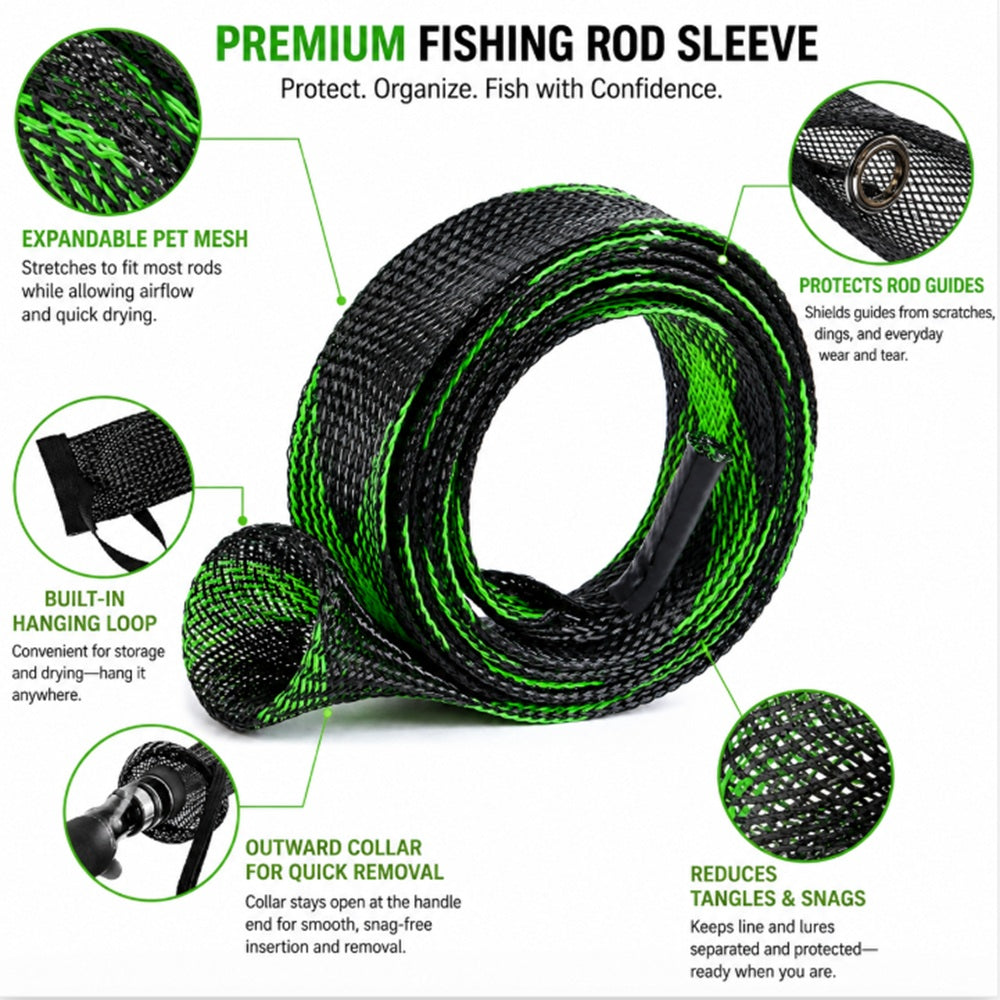 170cm Braided Mesh Spinning Rod Sleeve | TIKA