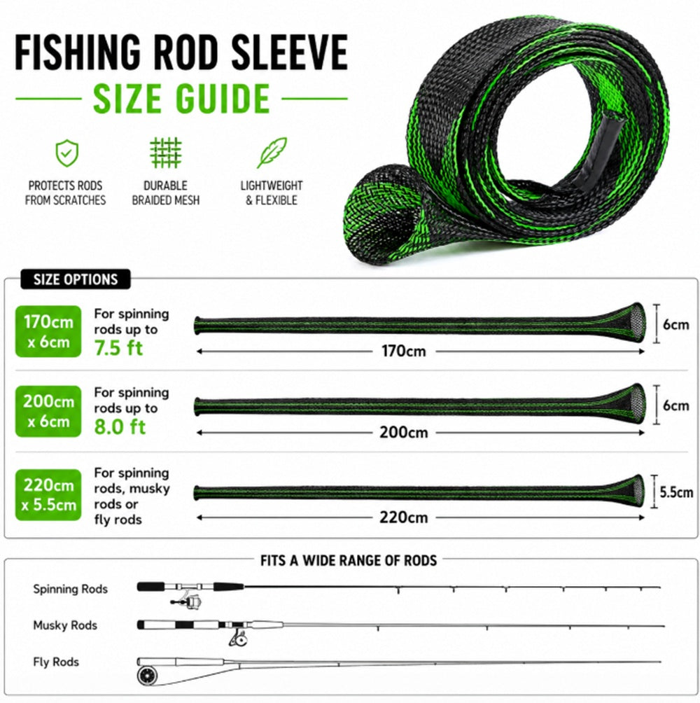 170cm Braided Mesh Spinning Rod Sleeve | TIKA