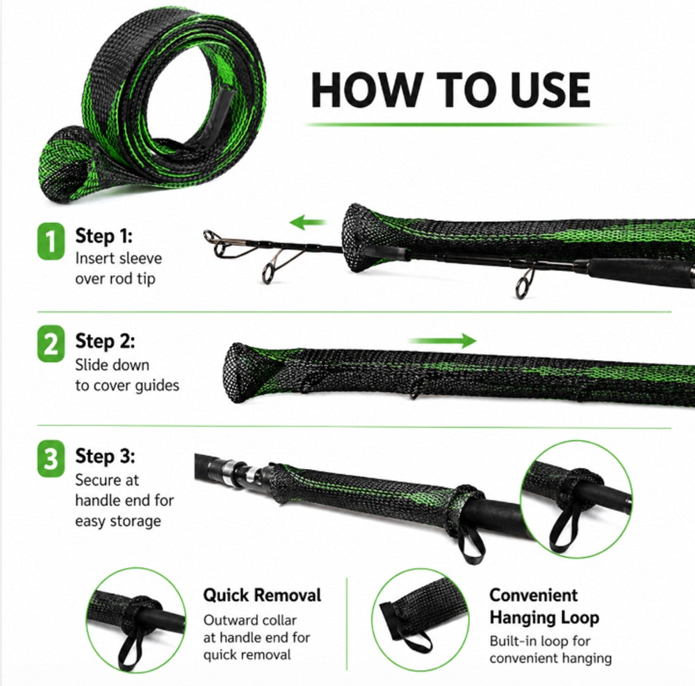 170cm Braided Mesh Spinning Rod Sleeve | TIKA