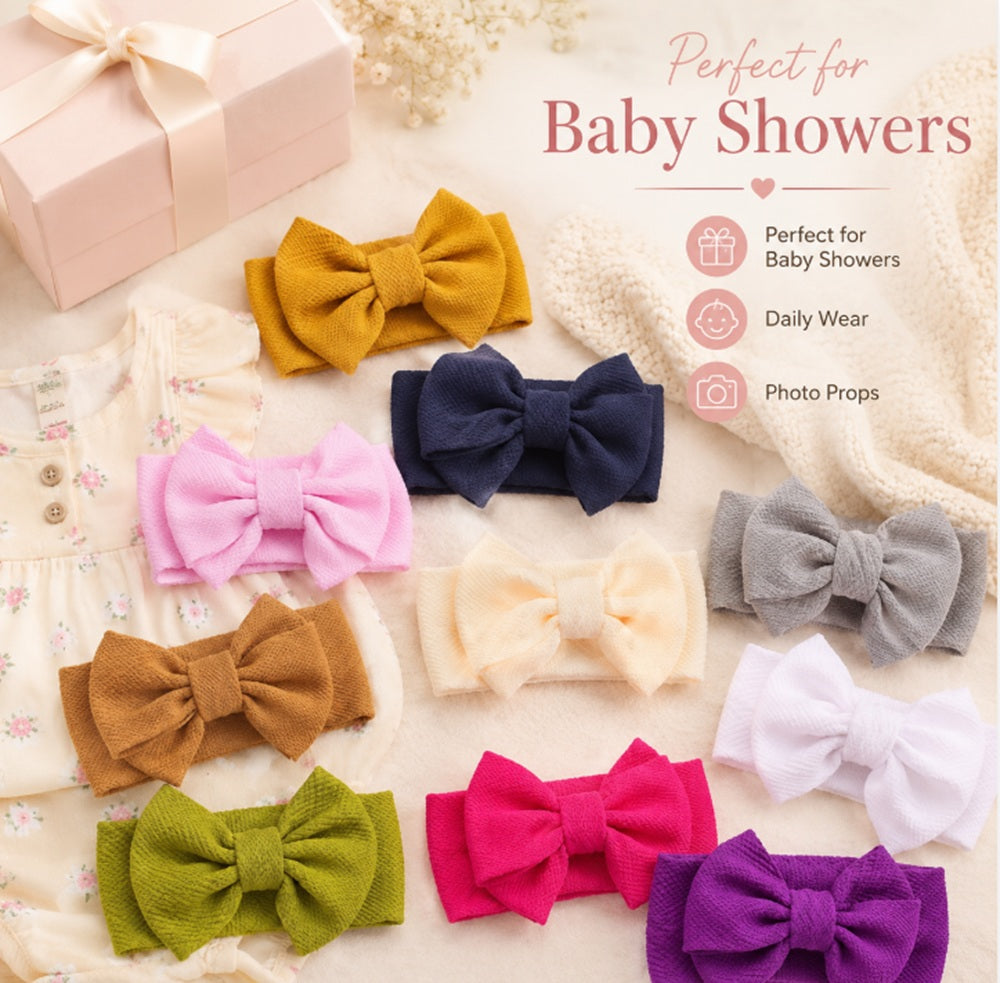 10-Piece Baby Girl Lace Bow & Flower Headband Set | TIKA
