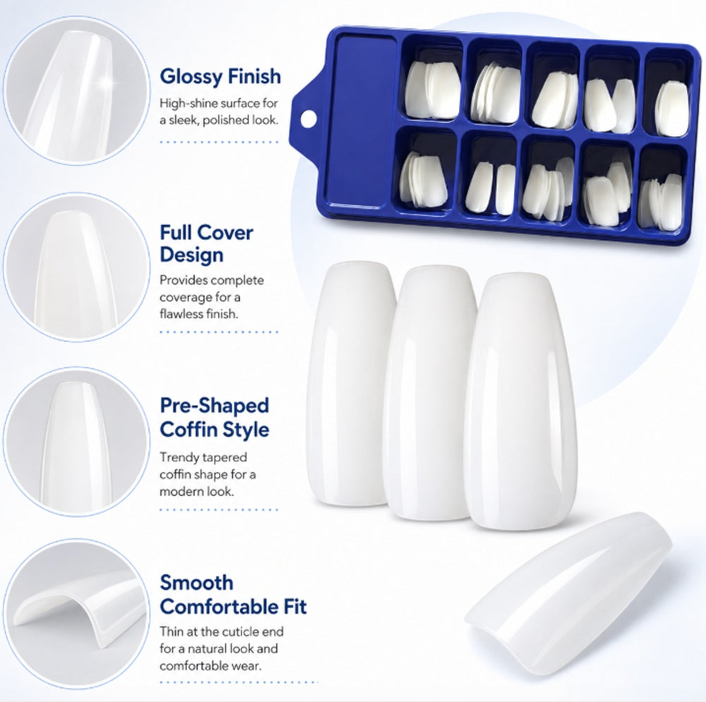100-Pack French Half-Cover Nail Tips | TIKA
