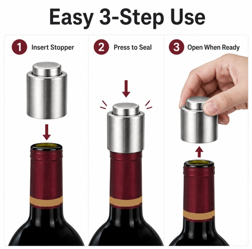 Vacuum Wine Bottle Stopper & Freshness Preserver | TIKA
