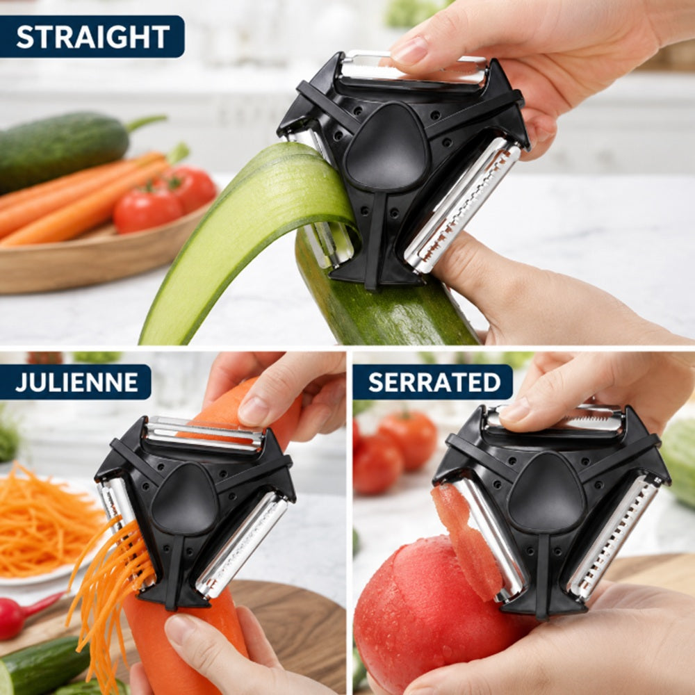 3-in-1 Stainless Steel Rotary Peeler for Vegetables & Fruit – TIKA