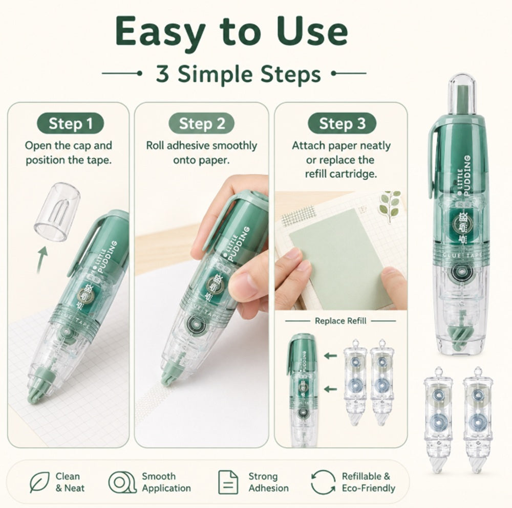 Retractable Double-Sided Tape Runner with 2 Refills | TIKA