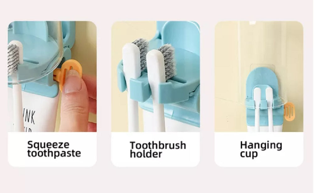 3-in-1 Wall-Mount Toothpaste Dispenser & Toothbrush Holder | TIKA