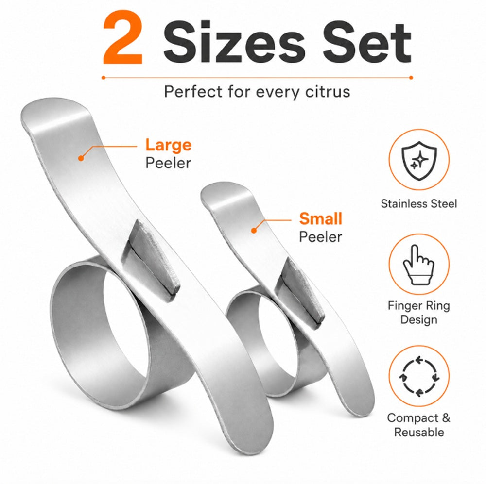 2-Pack Stainless Steel Citrus Peeler Tools for Oranges & Lemons | TIKA
