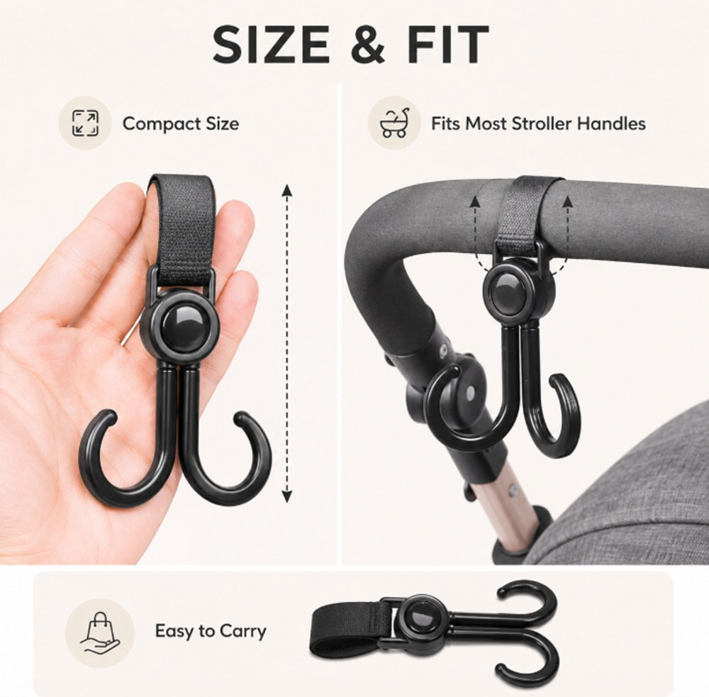 4-Pack Rotating Double Stroller Hooks | TIKA