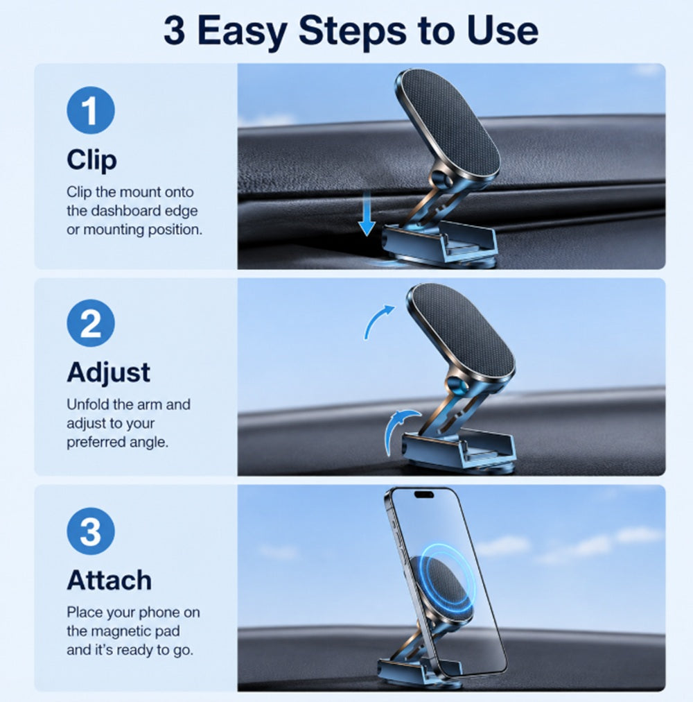 360° Rotating Foldable Magnetic Car Phone Mount | TIKA