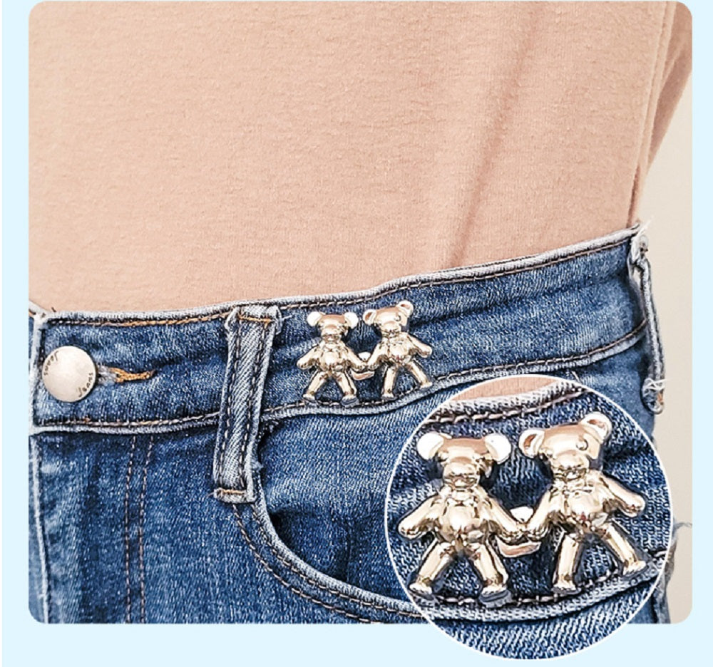 10-Set Bear Design No-Sew Adjustable Jean Buttons | TIKA