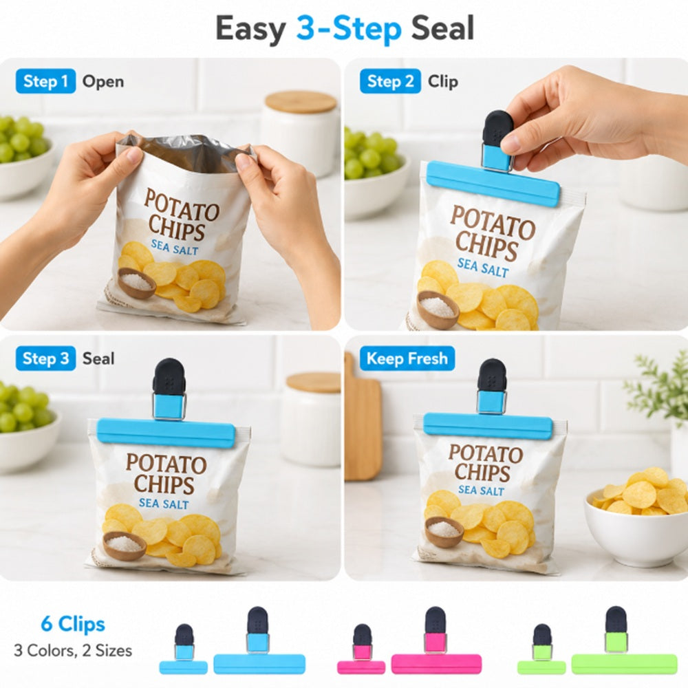 6-Pack Durable Chip Bag Sealing Clips | TIKA