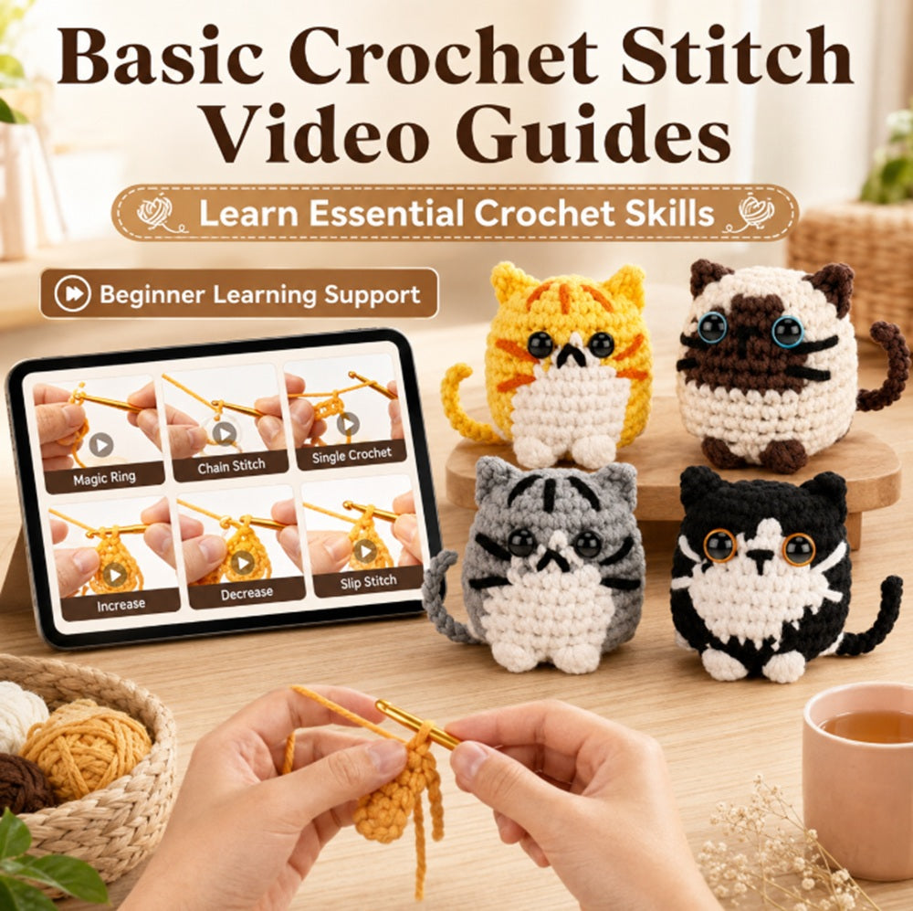 Cat Crochet Kit for Beginners, 4 Pack with Video Tutorials – TIKA