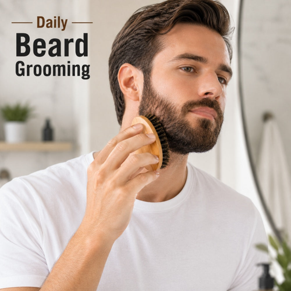 Men’s Soft Boar Bristle Beard Brush with Wooden Handle | TIKA