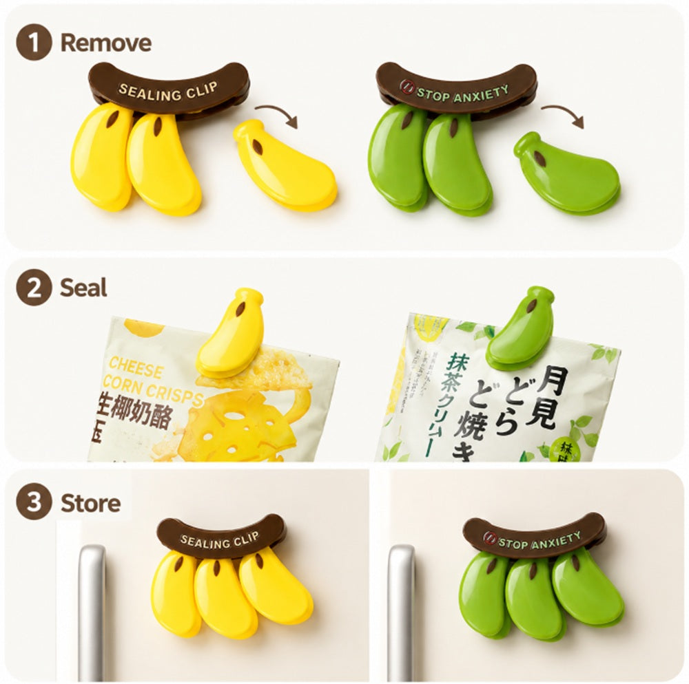 2-Pack Banana-Shaped Magnetic Bag Clips | TIKA