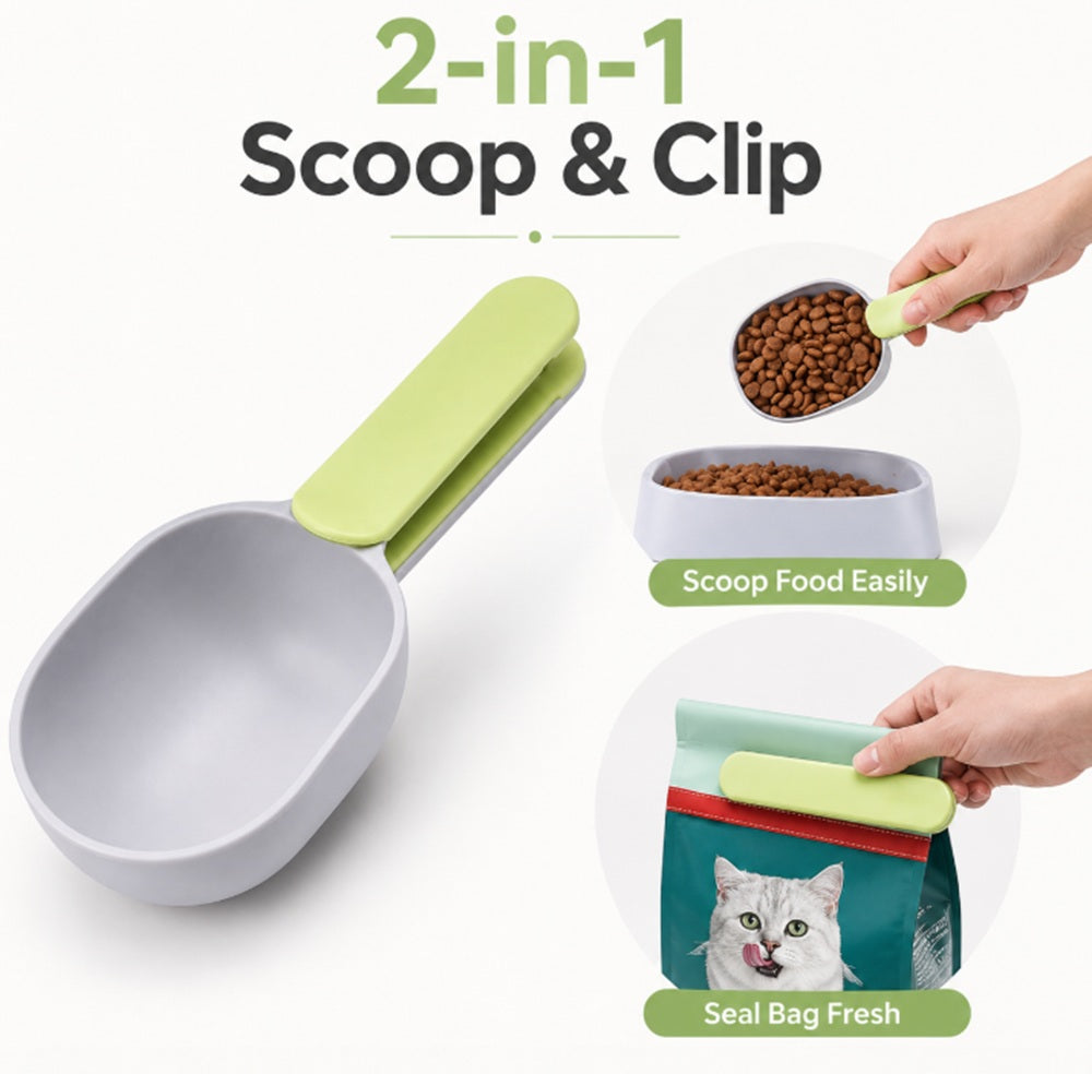 Pet Food Scoop with Bag Sealing Clip | TIKA