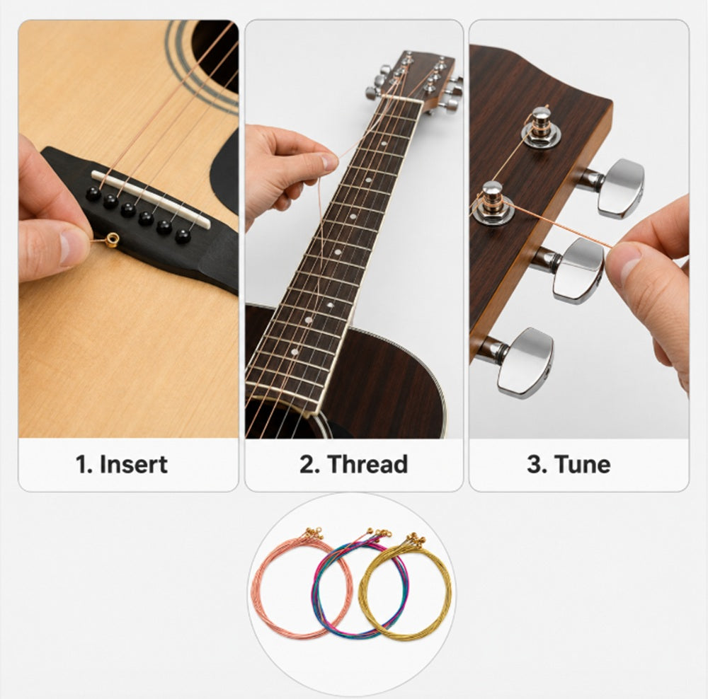 3 Sets Colorful Steel Acoustic Guitar Strings | TIKA